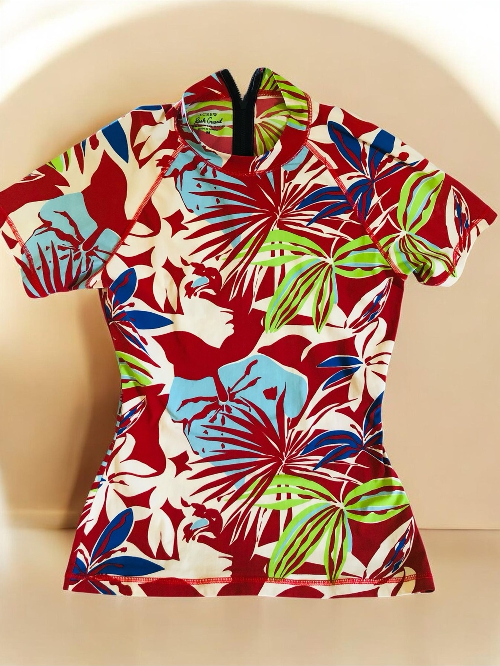 J.Crew Vintage Surf/Beach/ ,,Tropical Print Short Sleeve Rash Guard -Size Medium